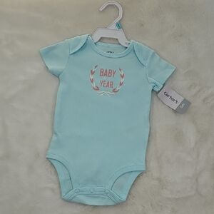 Carter's-Light Blue "Baby of The Year" onesie 6months